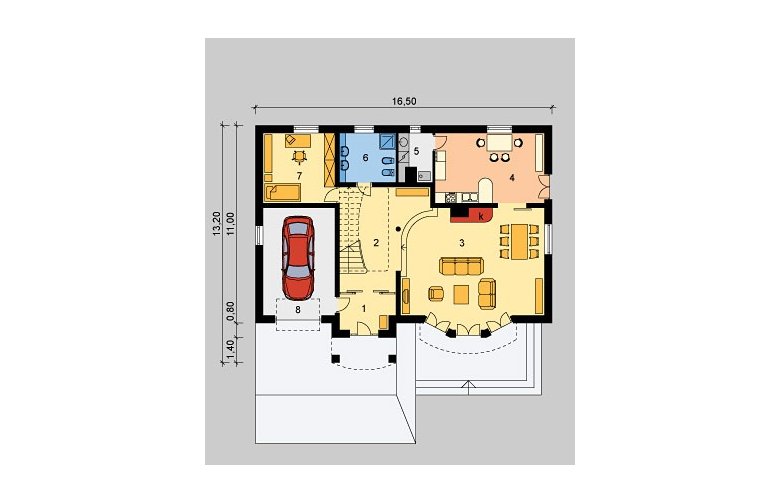 Projekt domu piętrowego LK&558 - parter