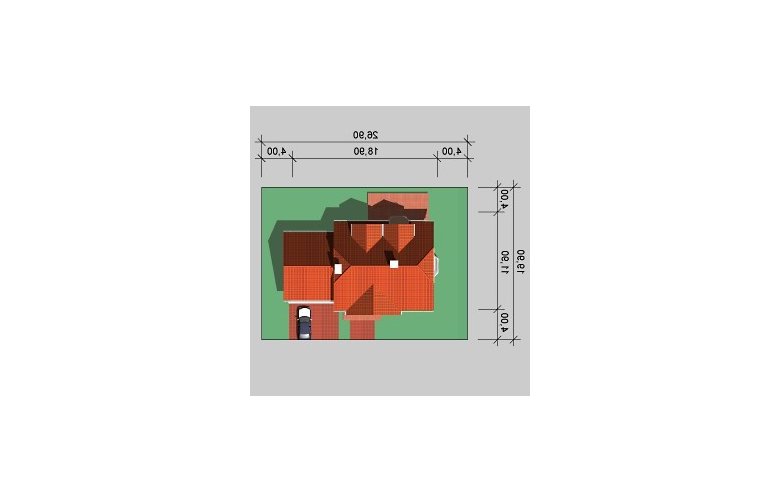 Projekt domu jednorodzinnego LK&586 - Usytuowanie - wersja lustrzana