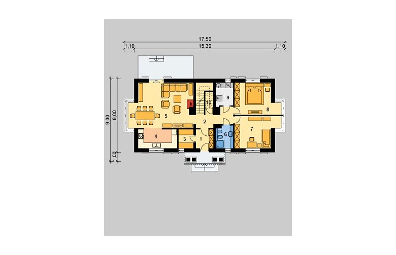 Projekt domu piętrowego LK&605 - parter