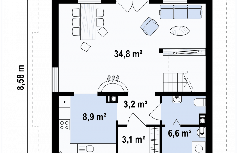 Projekt domu jednorodzinnego Z4 - rzut parteru