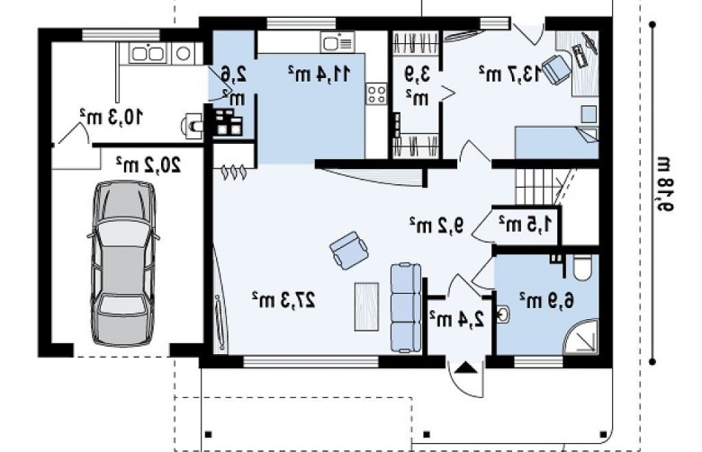 Projekt domu jednorodzinnego Z36 - rzut parteru