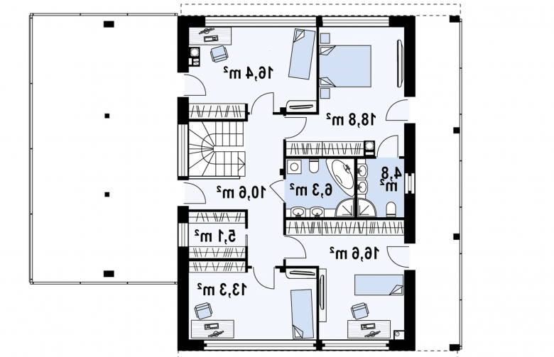 Projekt domu piętrowego Zx5 - rzut poddasza