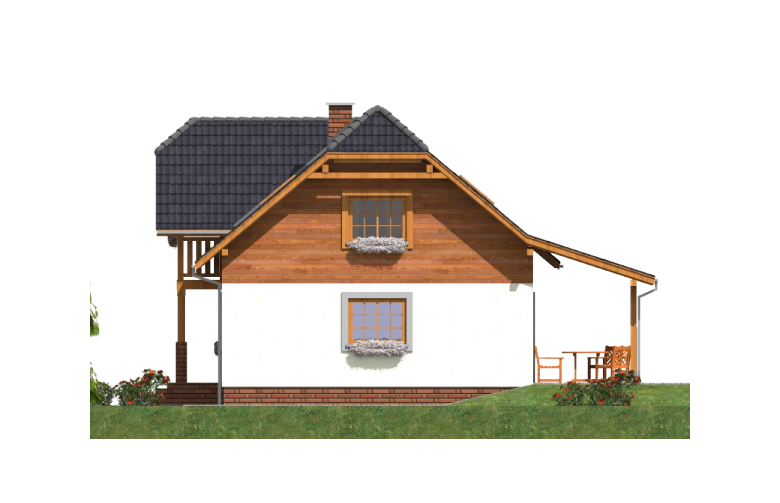 Projekt domu z bala L-31 (drewniany) - elewacja 4