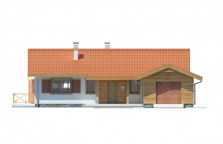Projekt domu dwurodzinnego Anulka z garażem z przodu - elewacja 2