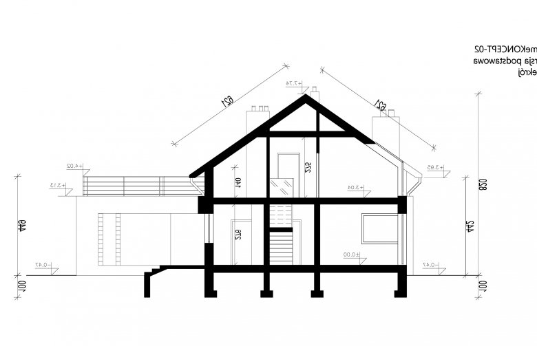 Projekt domu z poddaszem HomeKoncept 2 - przekrój 1