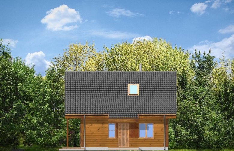 Projekt domu z bala Sosenka drewniana (205) - elewacja 1