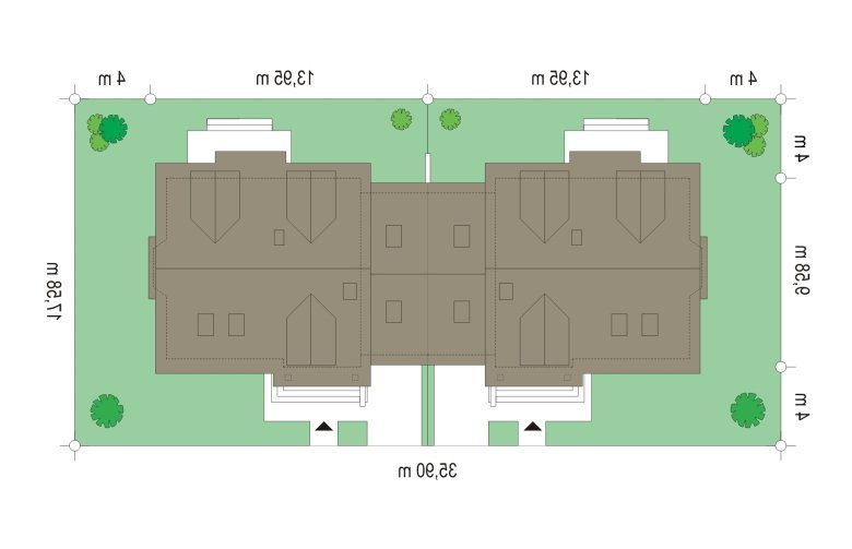 Projekt domu bliźniaczego Szkwał (212) - Usytuowanie - wersja lustrzana