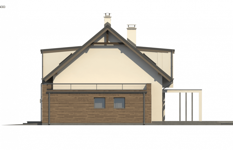 Projekt domu z poddaszem Z189 - elewacja 3