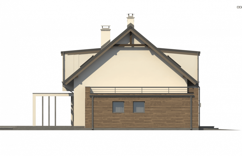 Projekt domu z poddaszem Z189 - elewacja 3