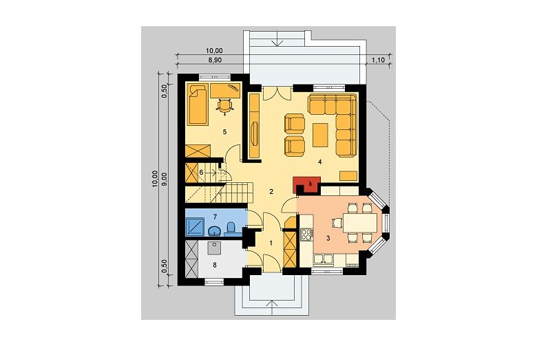 Projekt domu jednorodzinnego LK&649 - parter
