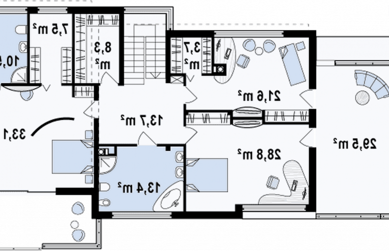 Projekt domu piętrowego Zx15 GL2 - piętro