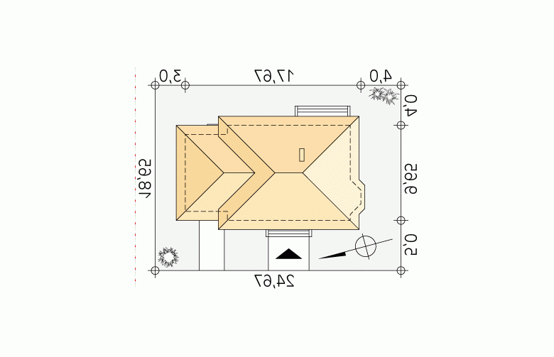 Projekt domu dwurodzinnego Grot 2 - Usytuowanie - wersja lustrzana