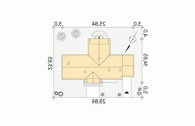 Projekt domu dwurodzinnego Rozłogi - Usytuowanie - wersja lustrzana
