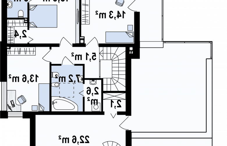 Projekt domu piętrowego Zx64 - rzut poddasza