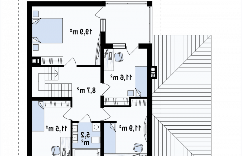 Projekt domu piętrowego Zx24 - rzut poddasza