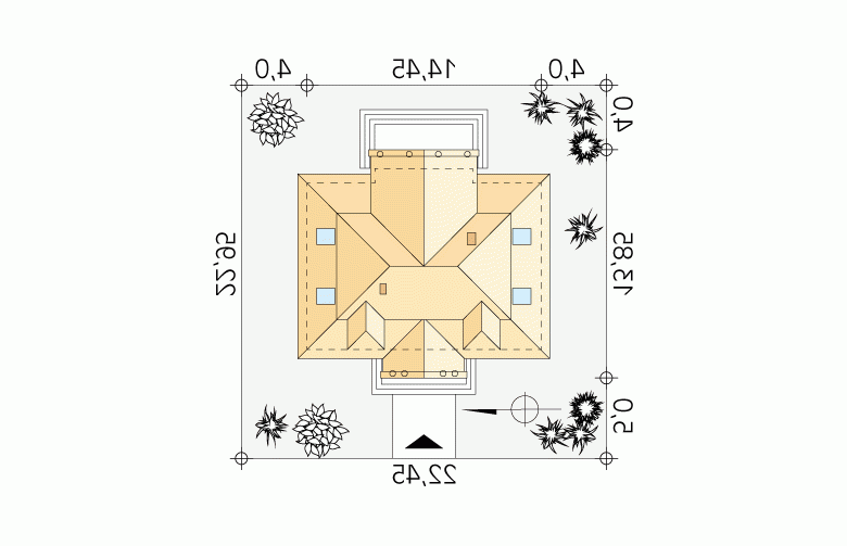 Projekt domu piętrowego Opus 2 - Usytuowanie - wersja lustrzana