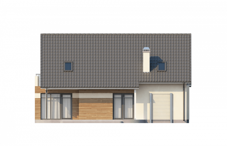 Projekt domu z poddaszem Z129 - elewacja 4