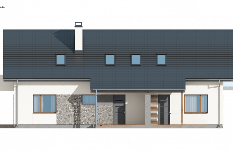 Projekt domu z poddaszem Z184 dom jednorodzinny dwulokalowy - elewacja 2