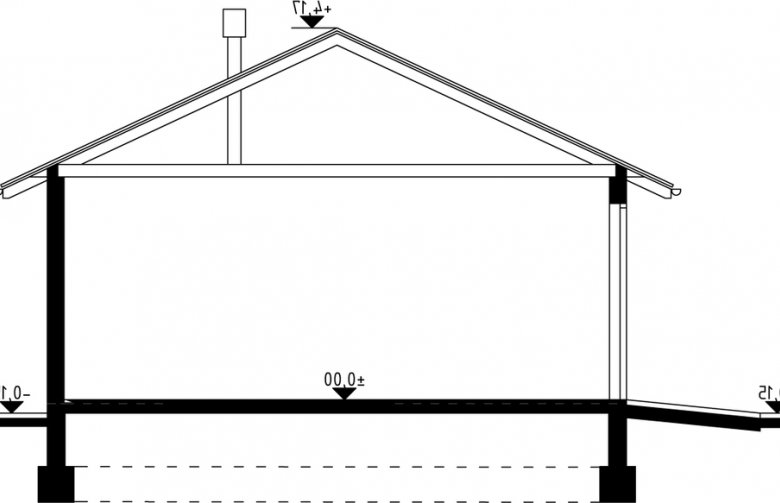 Projekt budynku gospodarczego G17 - Budynek garażowo - gospodarczy - przekrój 1