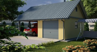 Projekt domu G20 - Budynek garażowy z wiatą