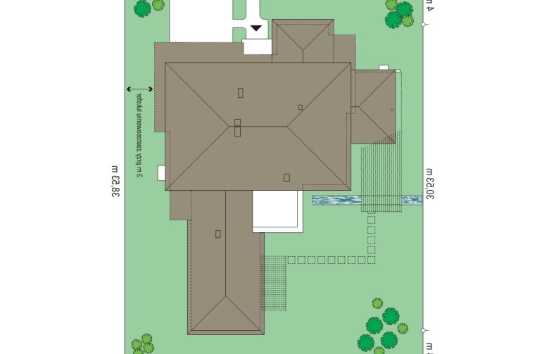 Projekt domu szkieletowego Willa z basenem (230) - Usytuowanie - wersja lustrzana