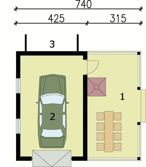 PRZYZIEMIE G70 garaż jednostanowiskowy z altaną