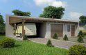 Projekt domu energooszczędnego G106 - Budynek garażowy z wiatą  - wizualizacja 0