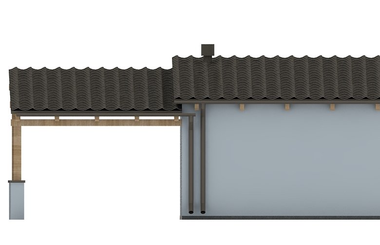 Projekt domu energooszczędnego G82 - Budynek garażowy z wiatą - elewacja 4