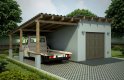 Projekt domu energooszczędnego G82 - Budynek garażowy z wiatą - wizualizacja 0