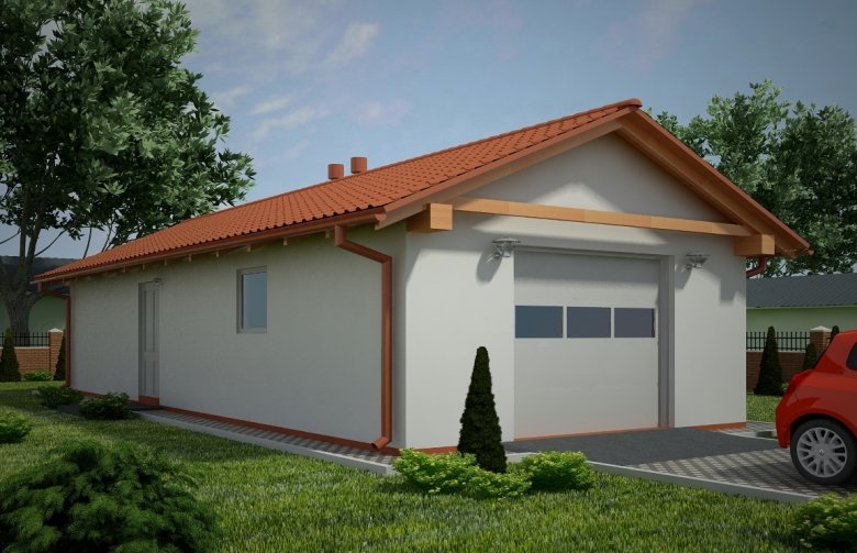 Projekt domu energooszczędnego G90 - Budynek garażowo - gospodarczy