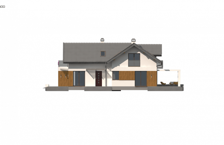 Projekt domu z poddaszem Z150 - elewacja 3
