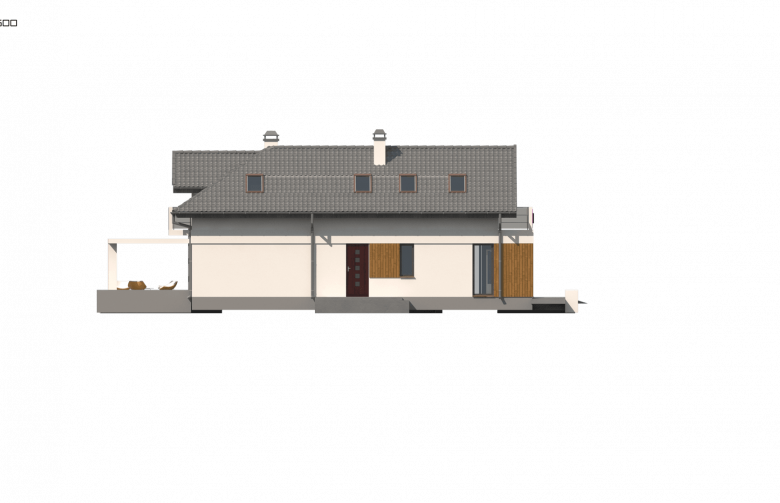 Projekt domu z poddaszem Z150 - elewacja 4