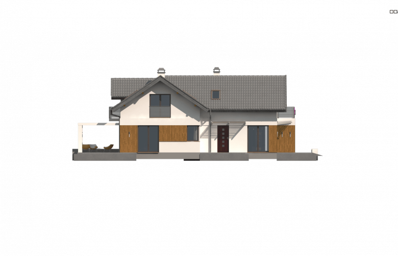 Projekt domu z poddaszem Z150 - elewacja 3