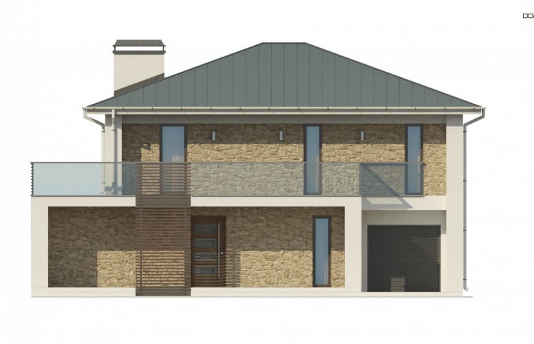 Projekt domu piętrowego Zx55 - elewacja 1