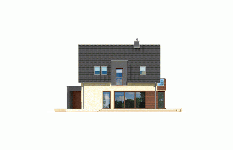 Projekt domu jednorodzinnego Mati - elewacja 3