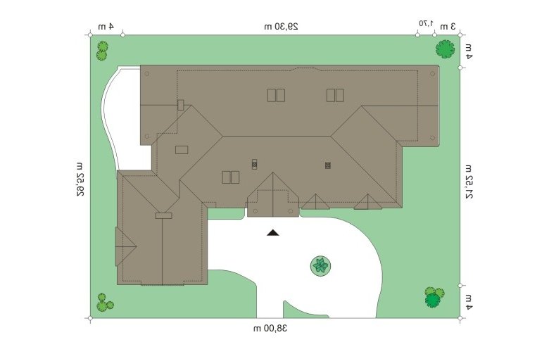 Projekt domu dwurodzinnego Rezydencja Parkowa (472) - Usytuowanie - wersja lustrzana