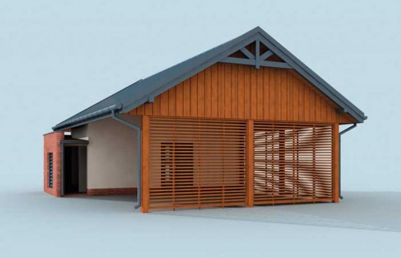 Projekt garażu G275 wiata garażowa z pomieszczeniem gospodarczym