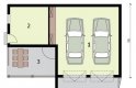 Projekt garażu G314 garaż dwustanowiskowy z pomieszczeniem gospodarczym i werandą - rzut przyziemia