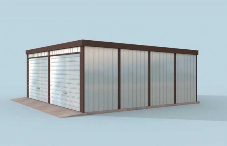 Projekt garażu GB26 projekt garażu blaszanego dwustanowiskowego z pomieszczeniem gospodarczym
