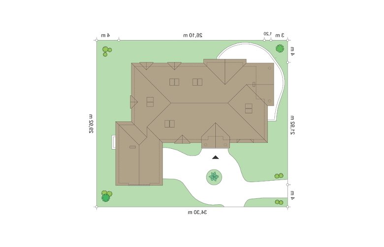 Projekt domu dwurodzinnego Rezydencja Parkowa 2 (480) - Usytuowanie - wersja lustrzana