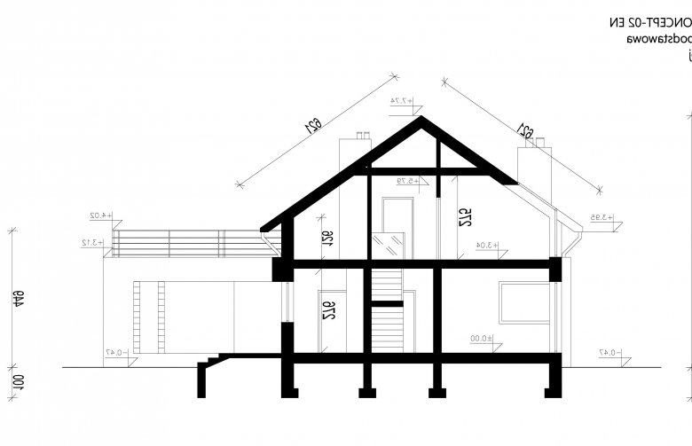 Projekt domu tradycyjnego Homekoncept 2 ENERGO - przekrój 1