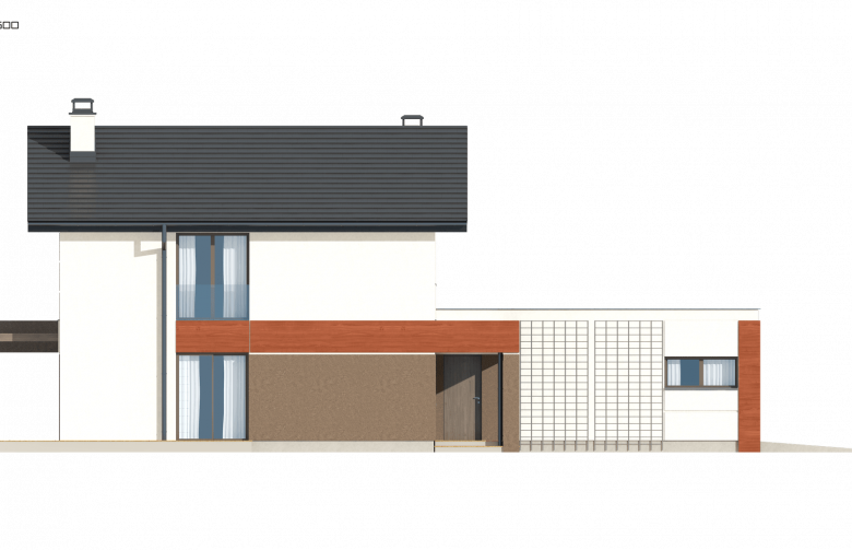 Projekt domu piętrowego Z297 GF - elewacja 2
