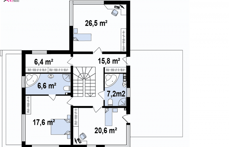 Projekt domu piętrowego Zx46 GL2 - rzut poddasza