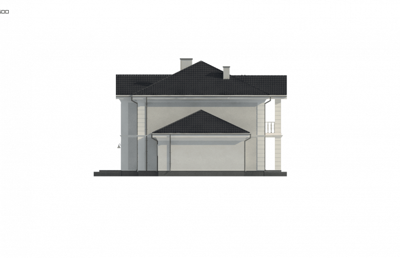Projekt domu piętrowego Zx113 - elewacja 3