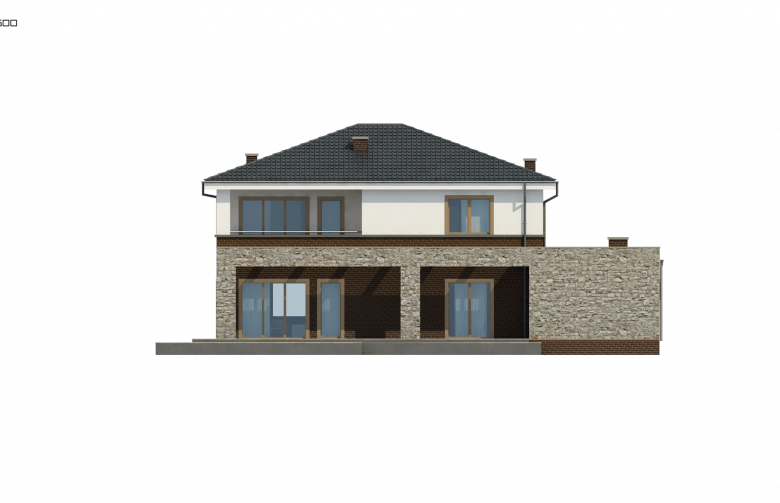 Projekt domu piętrowego Zx109 - elewacja 3