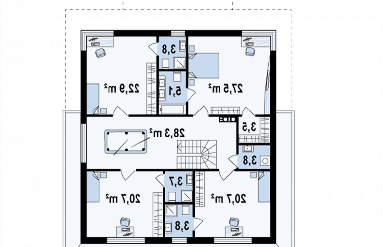 Projekt domu piętrowego Zx66 - 