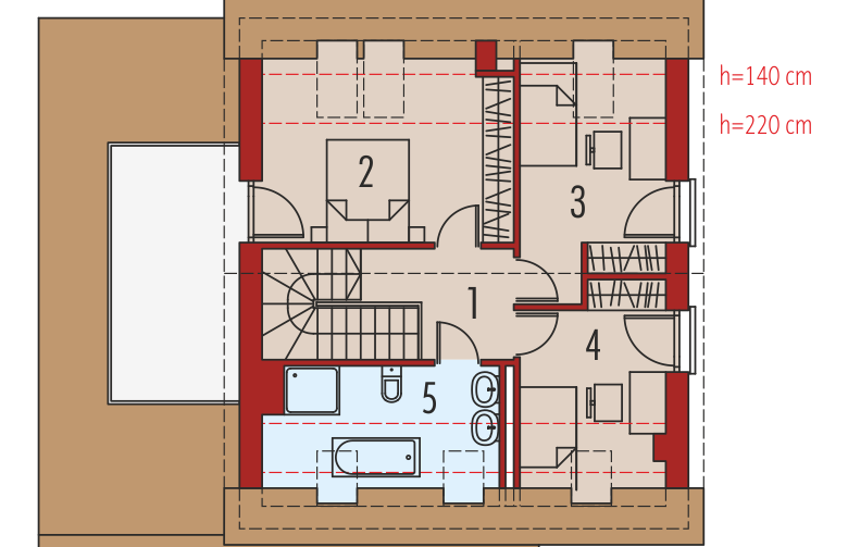 Projekt domu nowoczesnego E14 II G1 MULTI-COMFORT - poddasze