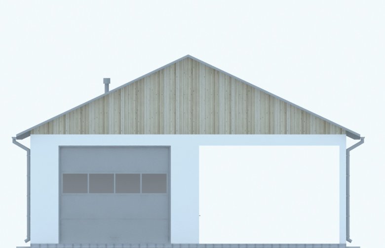 Projekt domu energooszczędnego G222 - Budynek garażowy z wiatą - elewacja 2