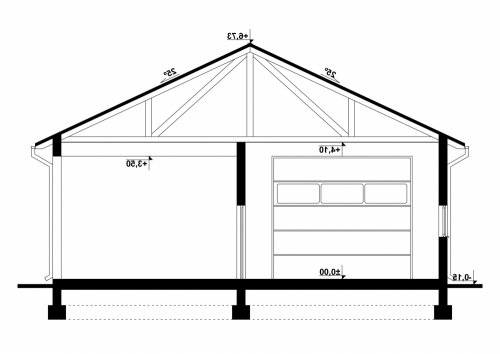 Rzut projektu G222 - Budynek garażowy z wiatą - wersja lustrzana
