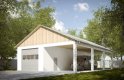 Projekt domu energooszczędnego G222 - Budynek garażowy z wiatą - wizualizacja 0